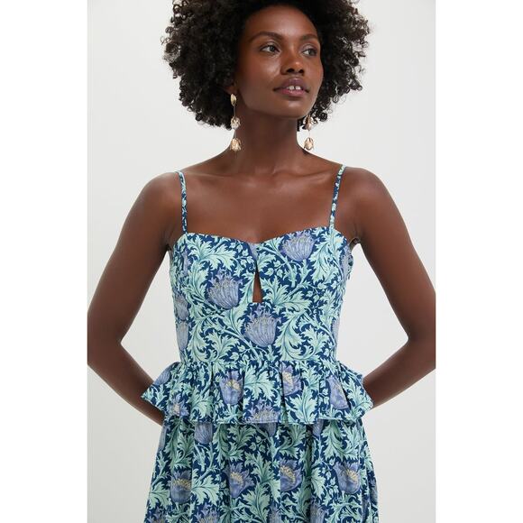 HYACINTH HOUSE Blue Leafy Floral Maeve Midi Dress Size S NWT - Picture 6 of 7